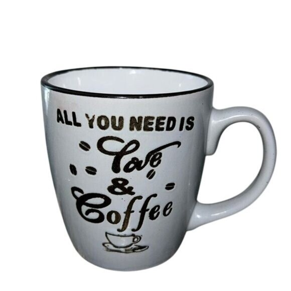 "All You Need Is Love & Coffee" Ceramic Mug 12 Oz Dishwasher Safe - Picture 1 of 5